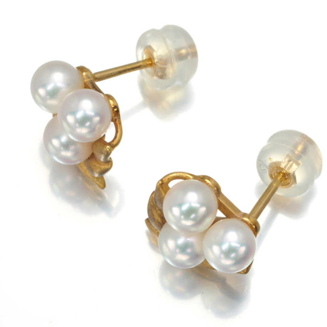 MIKIMOTO(ミキモト)のミキモト ピアス ベビーパール アコヤ真珠 4.5mm  フラワー  K18YG  レディースのアクセサリー(ピアス)の商品写真