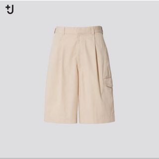 ユニクロ(UNIQLO)の【新品】ユニクロ+J 21SSワイドフィットカーゴハーフパンツXS30ナチュラル(ショートパンツ)