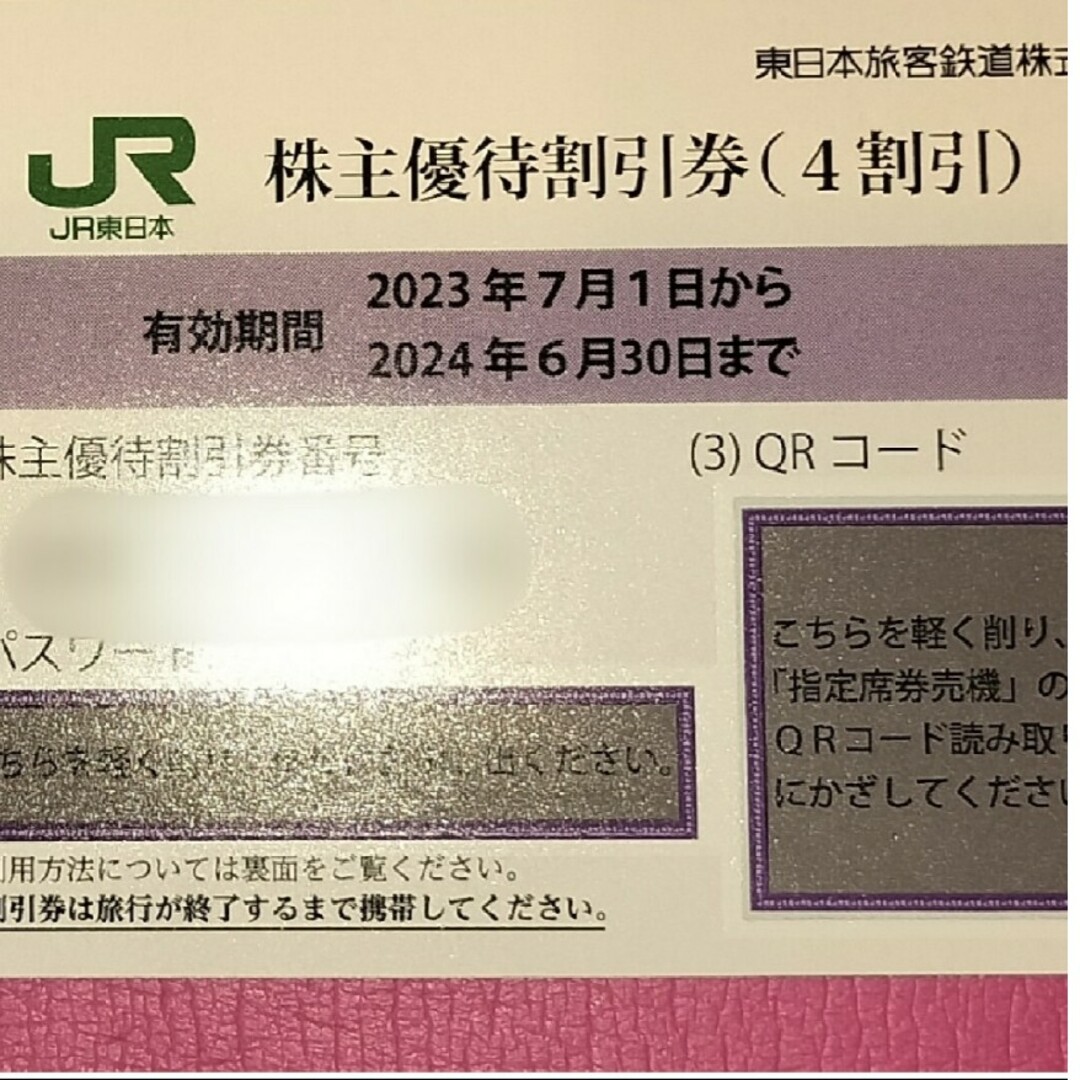 JR(ジェイアール)のJR東日本株主優待券 チケットの乗車券/交通券(鉄道乗車券)の商品写真