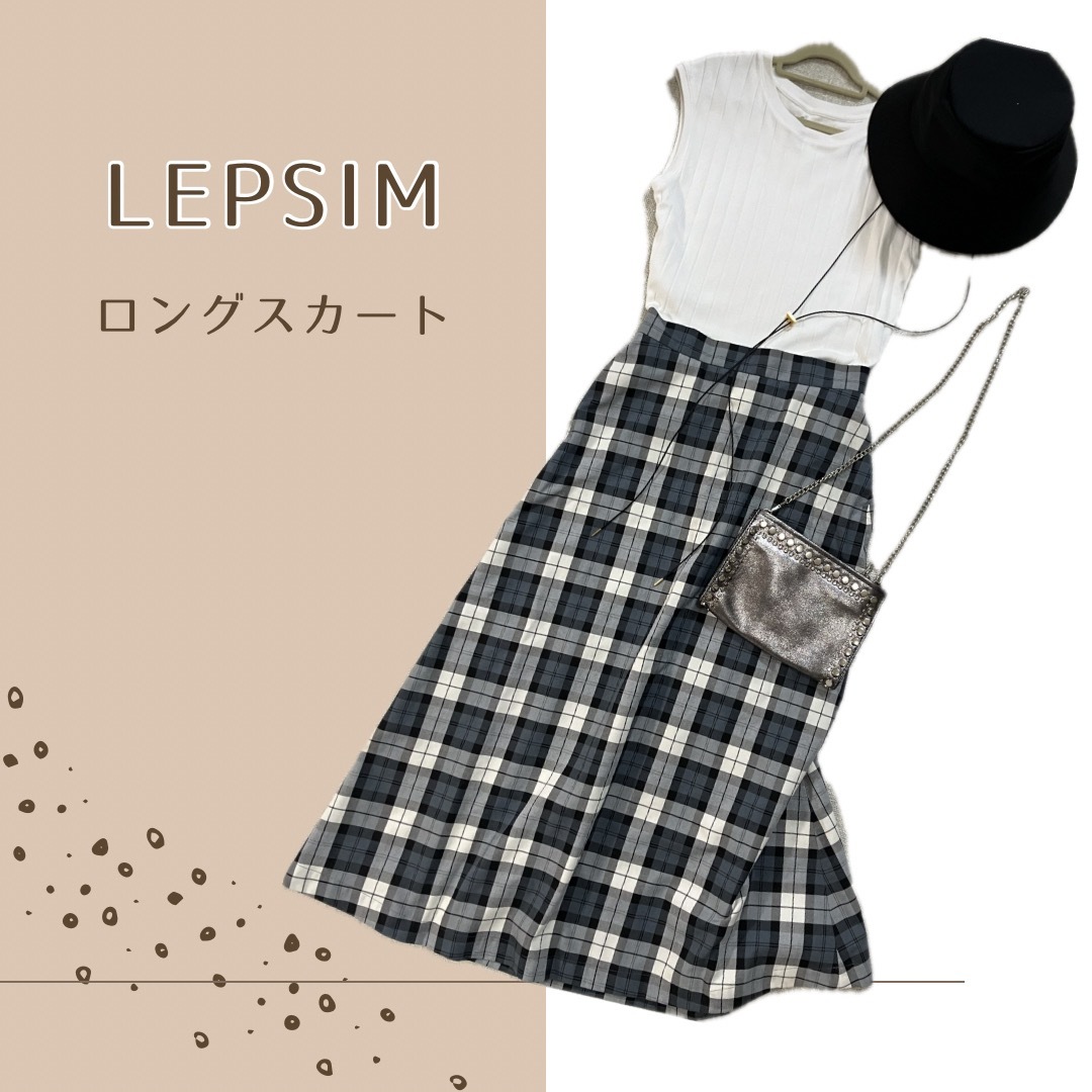 LEPSIM(レプシィム)の【中古】LEPSIM ロングスカート チェック柄 ブルー×ブラック レディースのスカート(ロングスカート)の商品写真