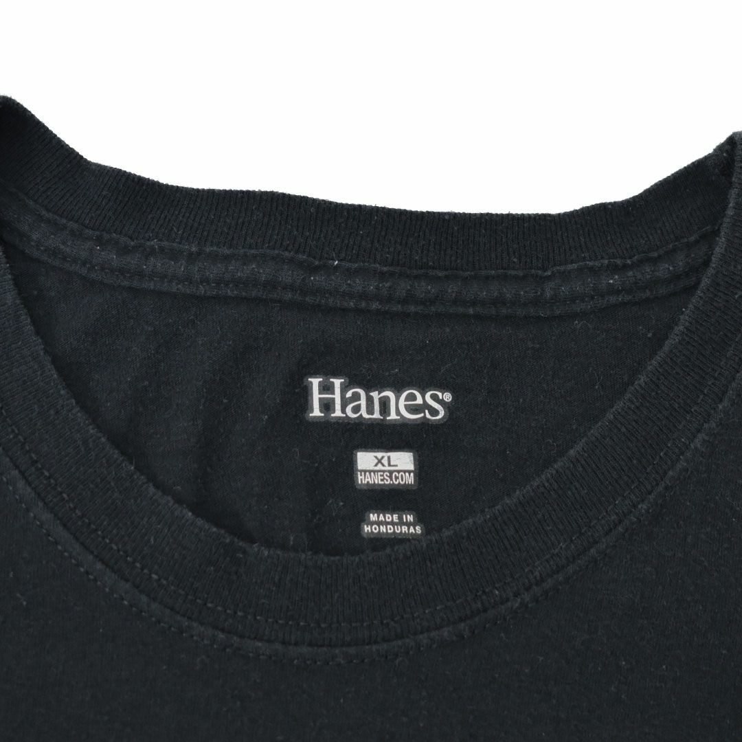 Hanes(ヘインズ)のメンズ半袖TシャツXL 古着屋　黒　大きめ　ブランド　刺繍　モード　ストリート メンズのトップス(Tシャツ/カットソー(半袖/袖なし))の商品写真