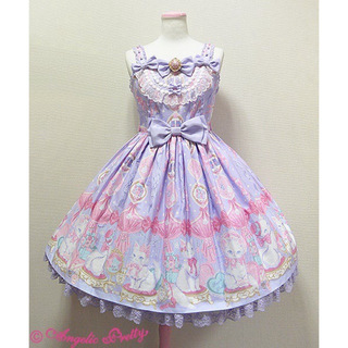 アンジェリックプリティー(Angelic Pretty)のアンジェリックプリティ　ドーリーキャット　ラベンダー&ピンクJSK ❤️超人気(ひざ丈スカート)