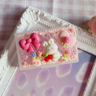 ホイップデコケース デコホイップ ハンドメイド ピンク うさぎ リボン(その他)