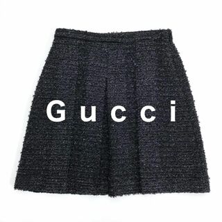 グッチ(Gucci)の【未使用品】GUCCI  ボックスプリーツスカート ツイード  グレー 40(ミニスカート)