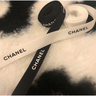 【未使用】CHANEL リボン 2m ブラック ホワイト chanel シャネル(ラッピング/包装)