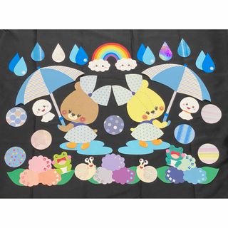 6月　壁面飾り　梅雨　雨の日さんぽ(型紙/パターン)