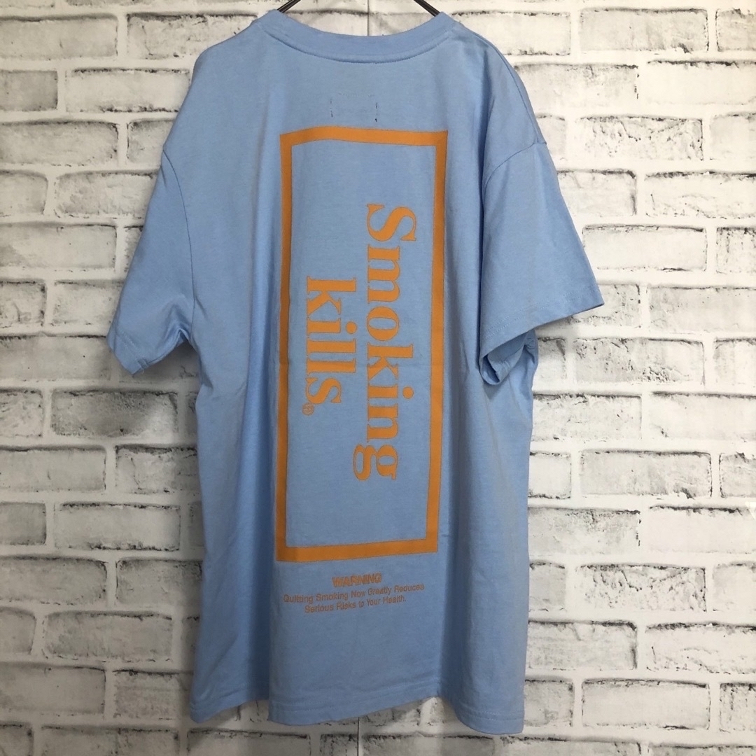#FR2(エフアールツー)の美品⭐️FR2×XLARGE コラボTシャツM 刺繍ロゴ スカイブルー×オレンジ メンズのトップス(Tシャツ/カットソー(半袖/袖なし))の商品写真