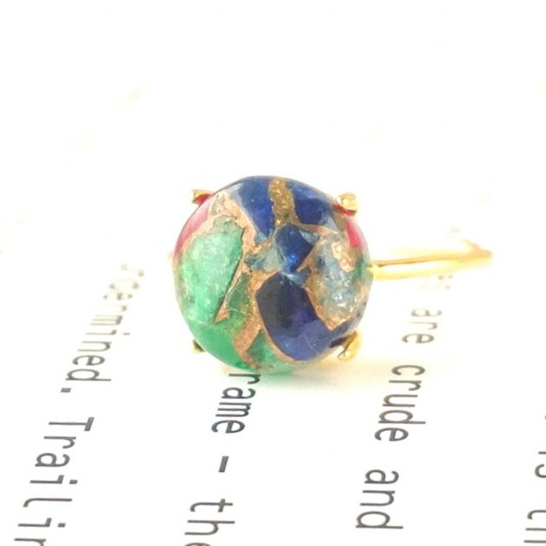 天然石 トルマリン フリーサイズ 指輪 リング シルバー925 青 緑 ギフト ハンドメイドのアクセサリー(リング)の商品写真