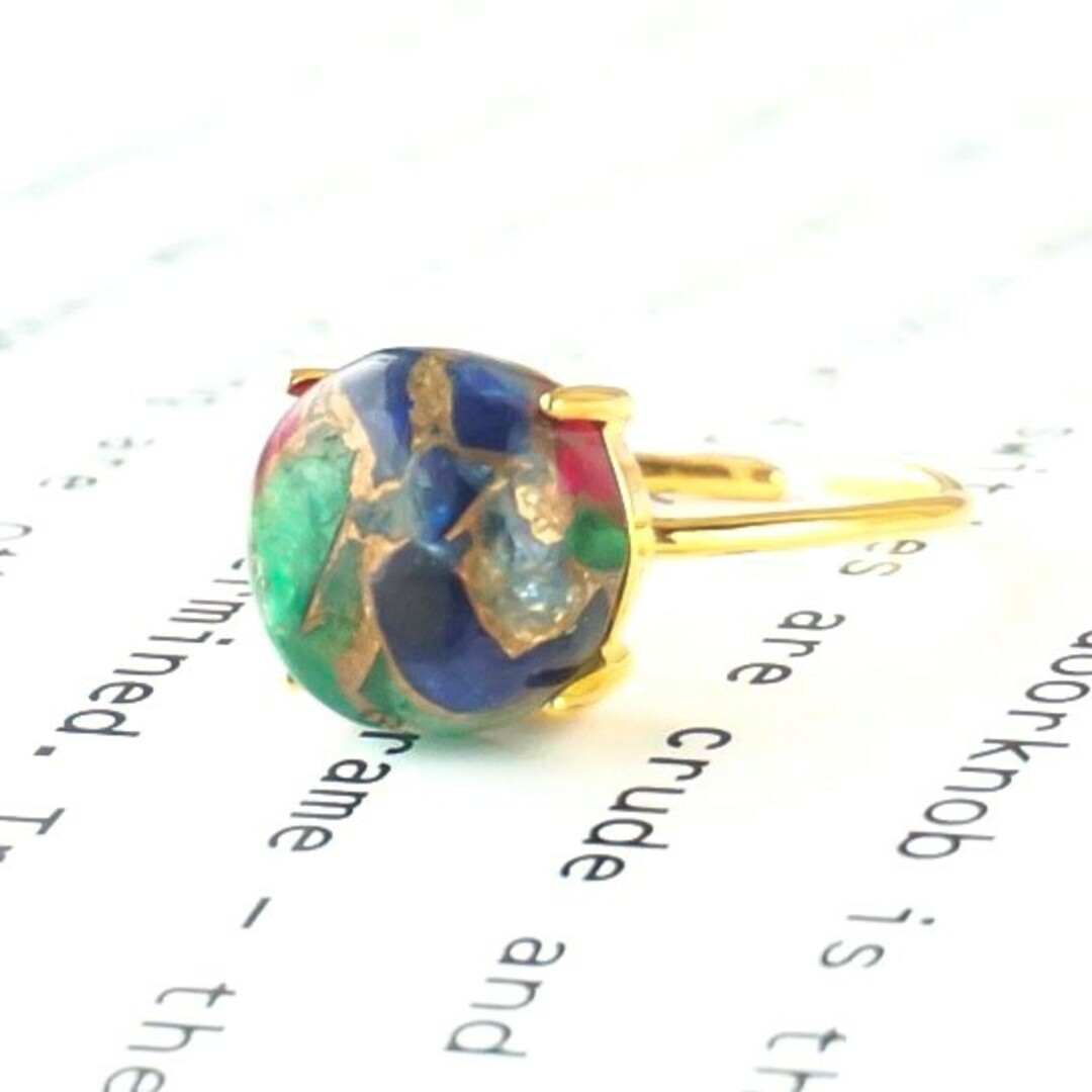 天然石 トルマリン フリーサイズ 指輪 リング シルバー925 青 緑 ギフト ハンドメイドのアクセサリー(リング)の商品写真
