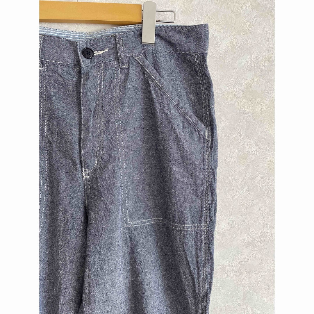 GU(ジーユー)のGU ジーユー　麻混　7部丈　折り返し　爽やか　軽やか　涼しいパンツ　M メンズのパンツ(ショートパンツ)の商品写真