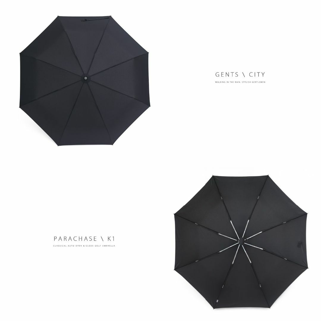 【色: ブラック】PARACHASE 折りたたみ傘 自動開閉 大きい メンズ 耐 メンズのファッション小物(その他)の商品写真