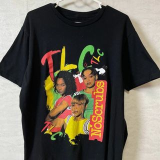 ミュージックティー(MUSIC TEE)のTLC　ミュージック音楽系Ｔシャツ　半袖　黒ブラック　コットン　メンズ　古着(Tシャツ/カットソー(半袖/袖なし))