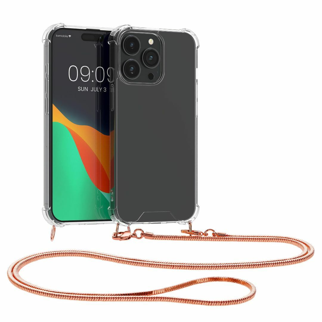 色:ピンクゴールド透明kwmobile スマホショルダー 対応: iPho スマホ/家電/カメラのスマホアクセサリー(その他)の商品写真