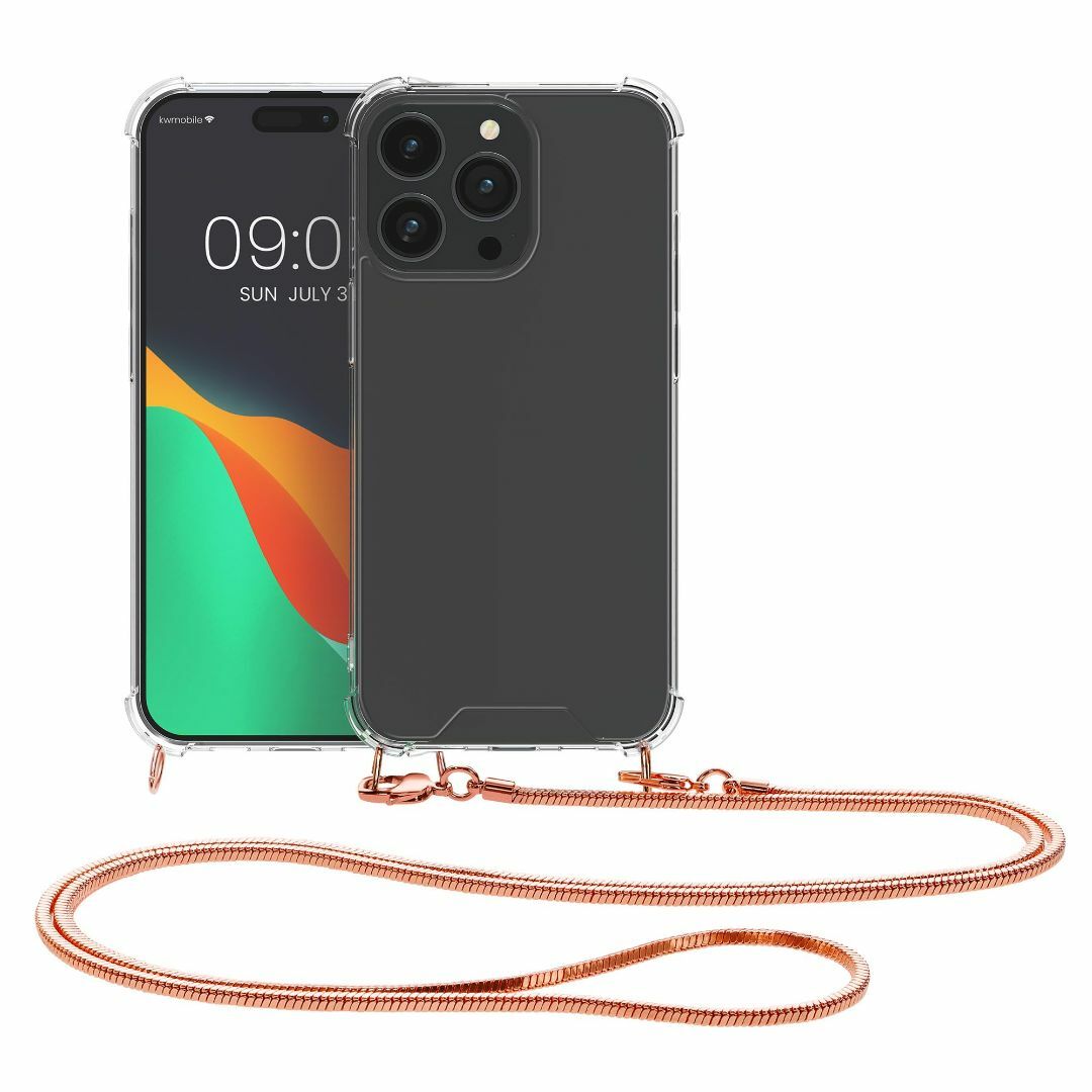 色:ピンクゴールド透明kwmobile スマホショルダー 対応: iPho スマホ/家電/カメラのスマホアクセサリー(その他)の商品写真