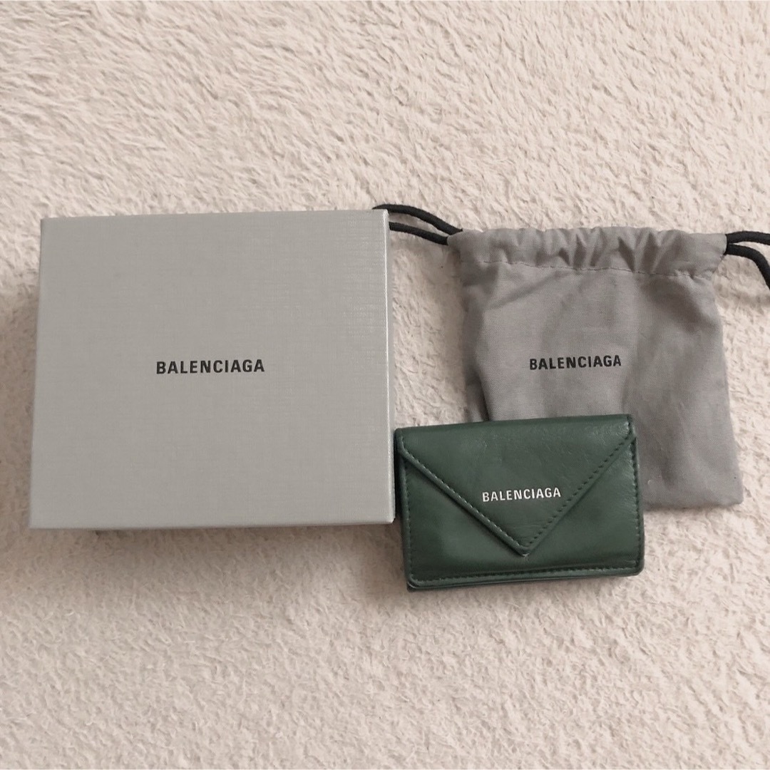 Balenciaga(バレンシアガ)の【BALENCIAGA】ミニウォレット スムースカーフスキン ダークグリーン レディースのファッション小物(財布)の商品写真