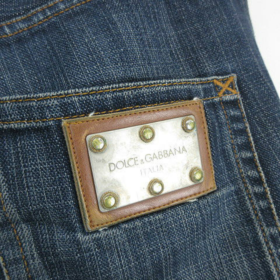 DOLCE&GABBANA(ドルチェアンドガッバーナ)のドルチェ&ガッバーナ ドルガバ  ロゴ プレート装飾 ワイド デニムパンツ 20 メンズのパンツ(デニム/ジーンズ)の商品写真