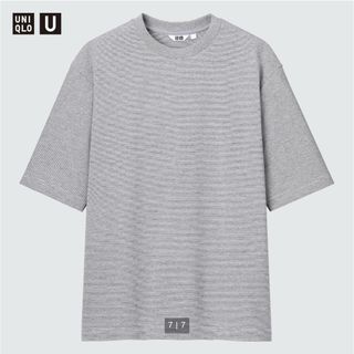 ユニクロ(UNIQLO)のユニクロ　エアリズムコットンオーバーサイズTシャツ　Lサイズ　ボーダー(Tシャツ/カットソー(半袖/袖なし))