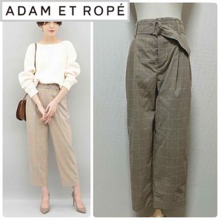 アダムエロぺ(Adam et Rope')のアダムエロペ チェック柄 クロップドテーパードパンツ(カジュアルパンツ)