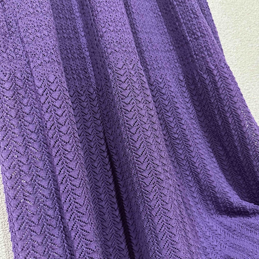 GRACE CONTINENTAL(グレースコンチネンタル)のDiagram紫フリルリブロングニットワンピース レディースのワンピース(ロングワンピース/マキシワンピース)の商品写真
