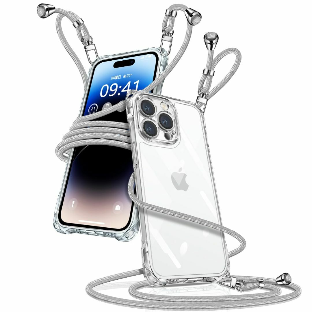iPhone 15 ケース クリア ショルダー アイフォン15 スマホケース i スマホ/家電/カメラのスマホアクセサリー(その他)の商品写真