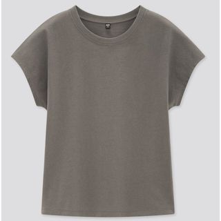 ユニクロ(UNIQLO)のユニクロ　コットンリラックスフレンチスリーブ　グレー　M(カットソー(半袖/袖なし))