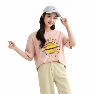 [SIPERLARI] レディース tシャツ 半袖 夏服 カットソー 五分袖 可(その他)