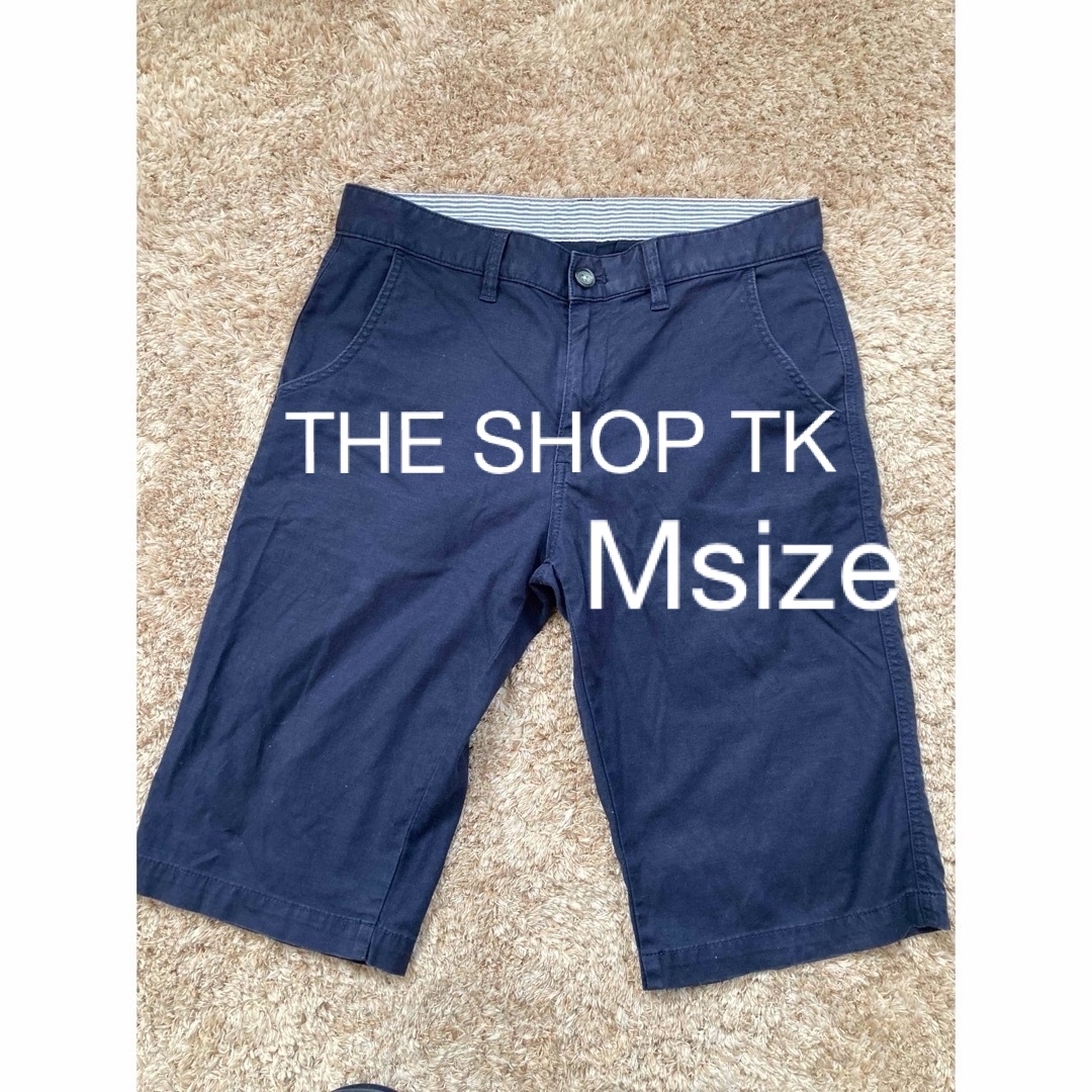 THE SHOP TK(ザショップティーケー)のショートパンツ　短パン　半ズボン　THE SHOP TK  紺色 M メンズのパンツ(ショートパンツ)の商品写真