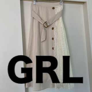 グレイル(GRL)のGRL  ベルト付きフラワーレースプリーツ切り替えスカート(ロングスカート)
