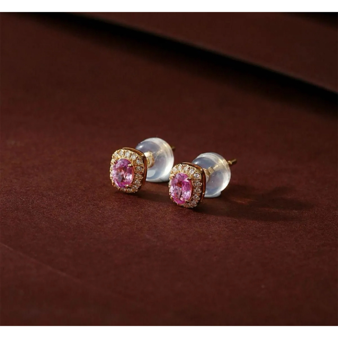ピンクサファイアピアスk18 ビジューピアス ピンクサファイアピアスk18 ビジューピアス
