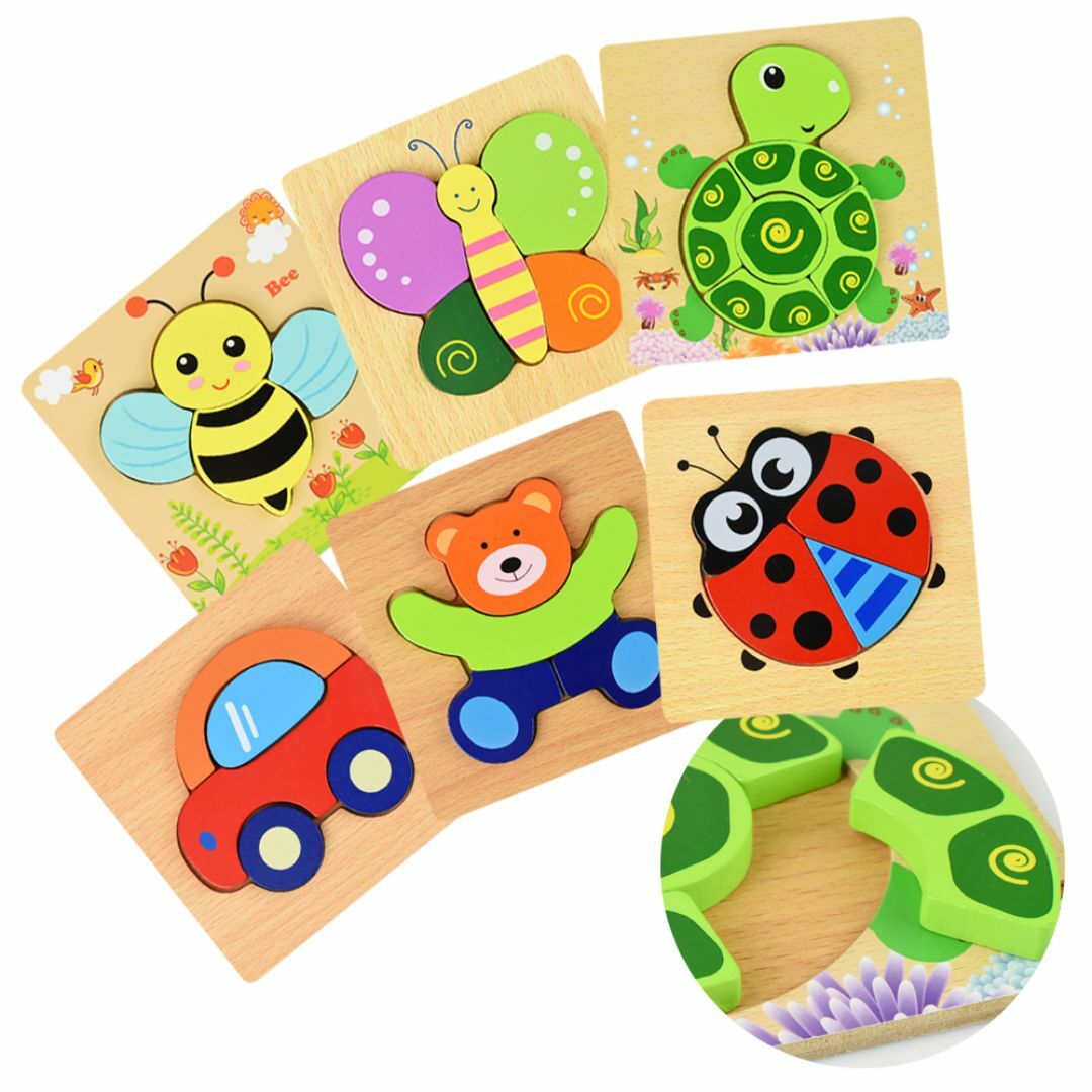 6種類セット モンテッソーリ 型はめ 木製パズル 知育玩具 男の子 女の子　1歳 キッズ/ベビー/マタニティのおもちゃ(知育玩具)の商品写真