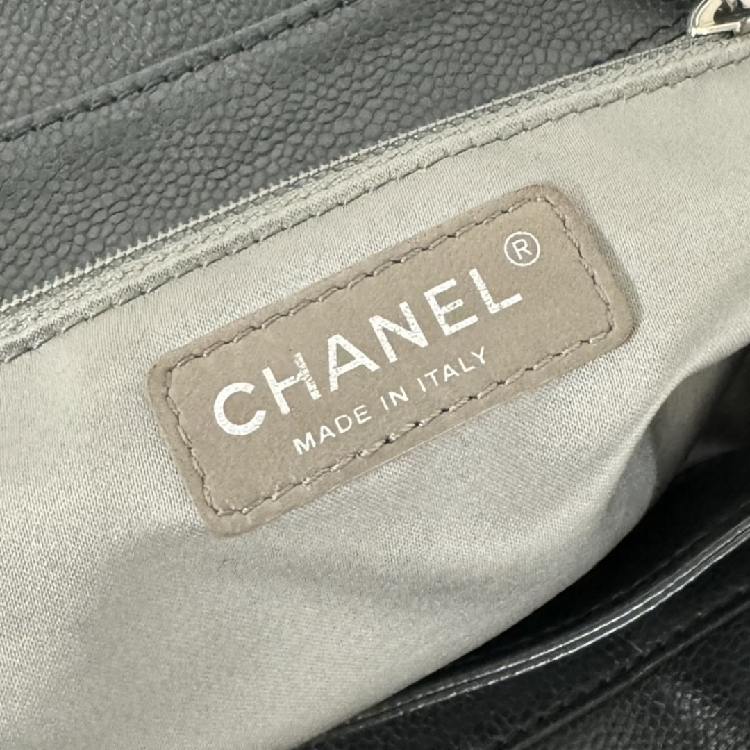 CHANEL(シャネル)のシャネル CHANEL バッグ トートバッグ キャビアスキン ブラック 黒 シルバー金具 ダブルチェーン ココマーク レディースのバッグ(トートバッグ)の商品写真