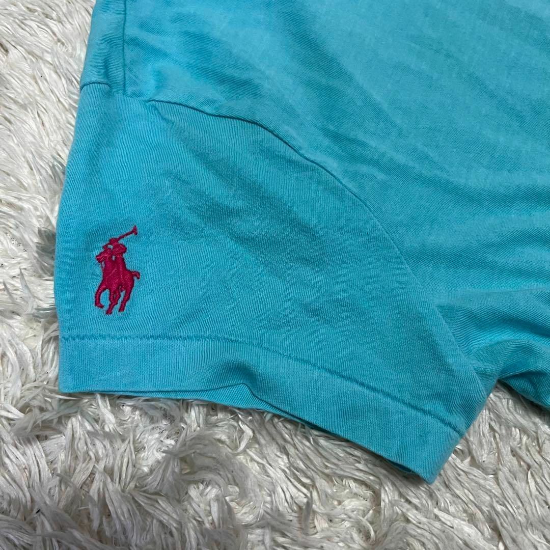 POLO RALPH LAUREN(ポロラルフローレン)のホース刺繍【ポロラルフローレン】綿コットンワンピース ロング 半袖 水色 マキシ レディースのワンピース(その他)の商品写真