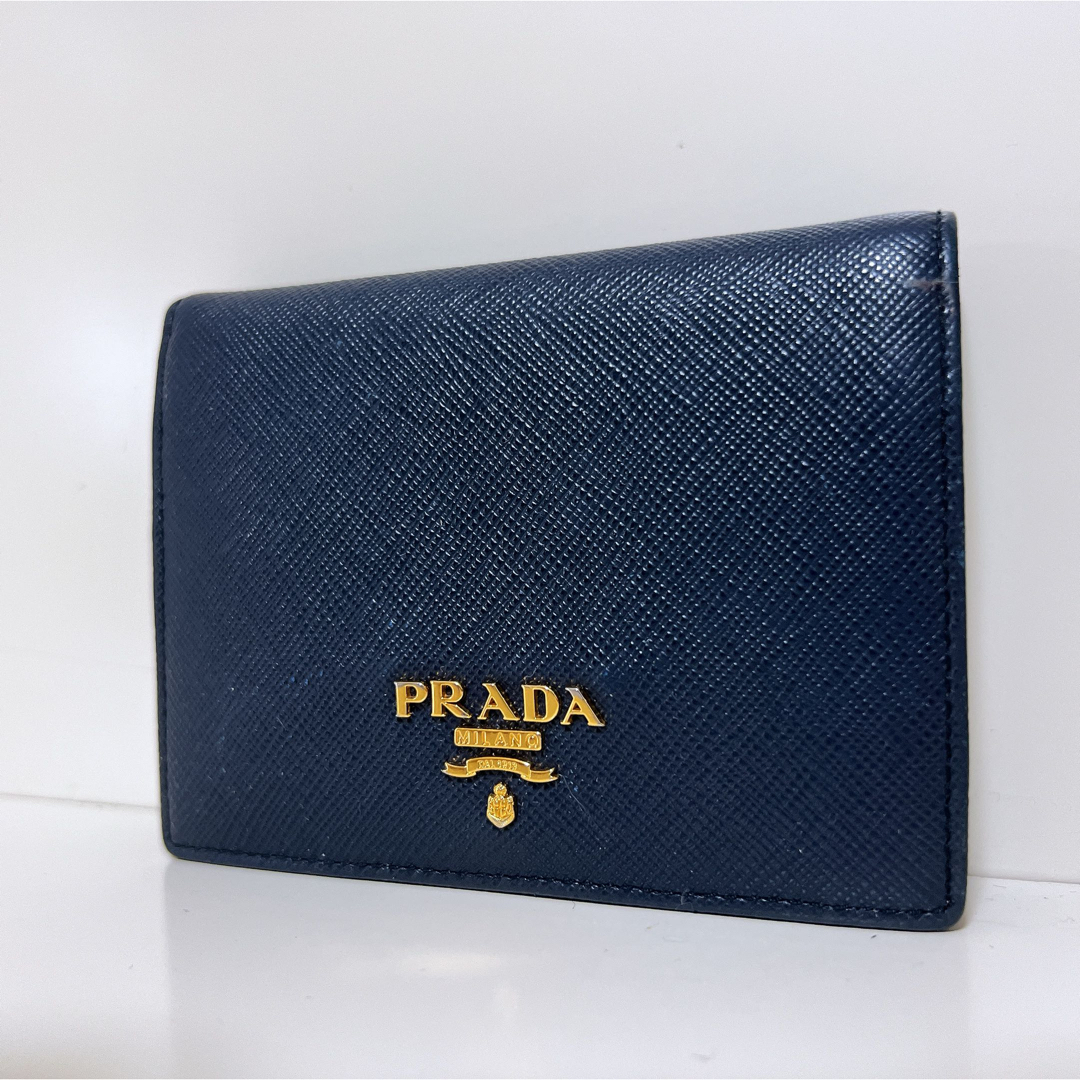 PRADA(プラダ)の☆美品☆送料無料☆PRADAプラダ二つ折り財布☆ネイビー系☆ レディースのファッション小物(財布)の商品写真