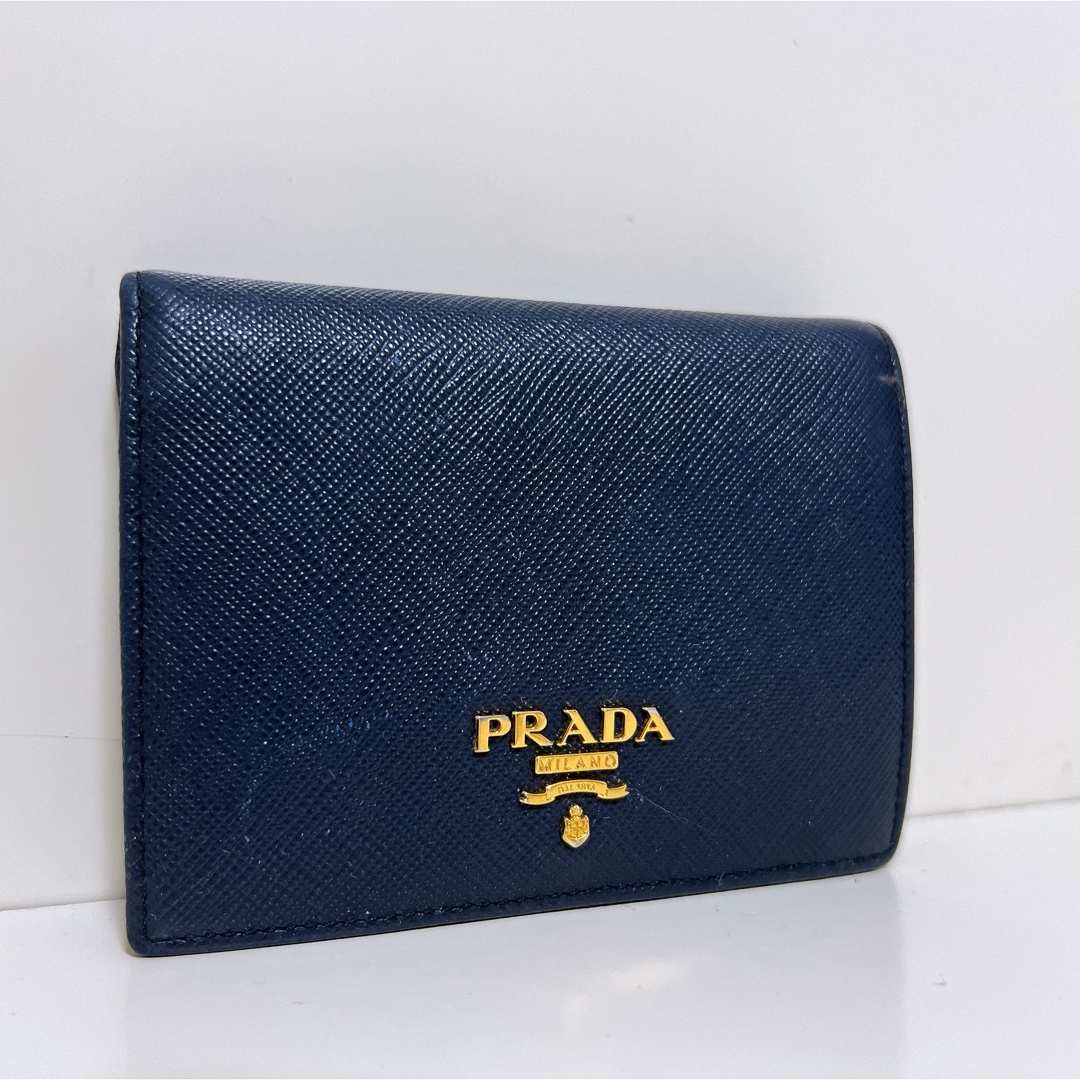 PRADA(プラダ)の☆美品☆送料無料☆PRADAプラダ二つ折り財布☆ネイビー系☆ レディースのファッション小物(財布)の商品写真