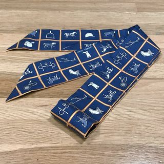 エルメス(Hermes)の新品同様 エルメス ツイリー 馬着 マリーン ベージュ ブラン トゥイリー(バンダナ/スカーフ)