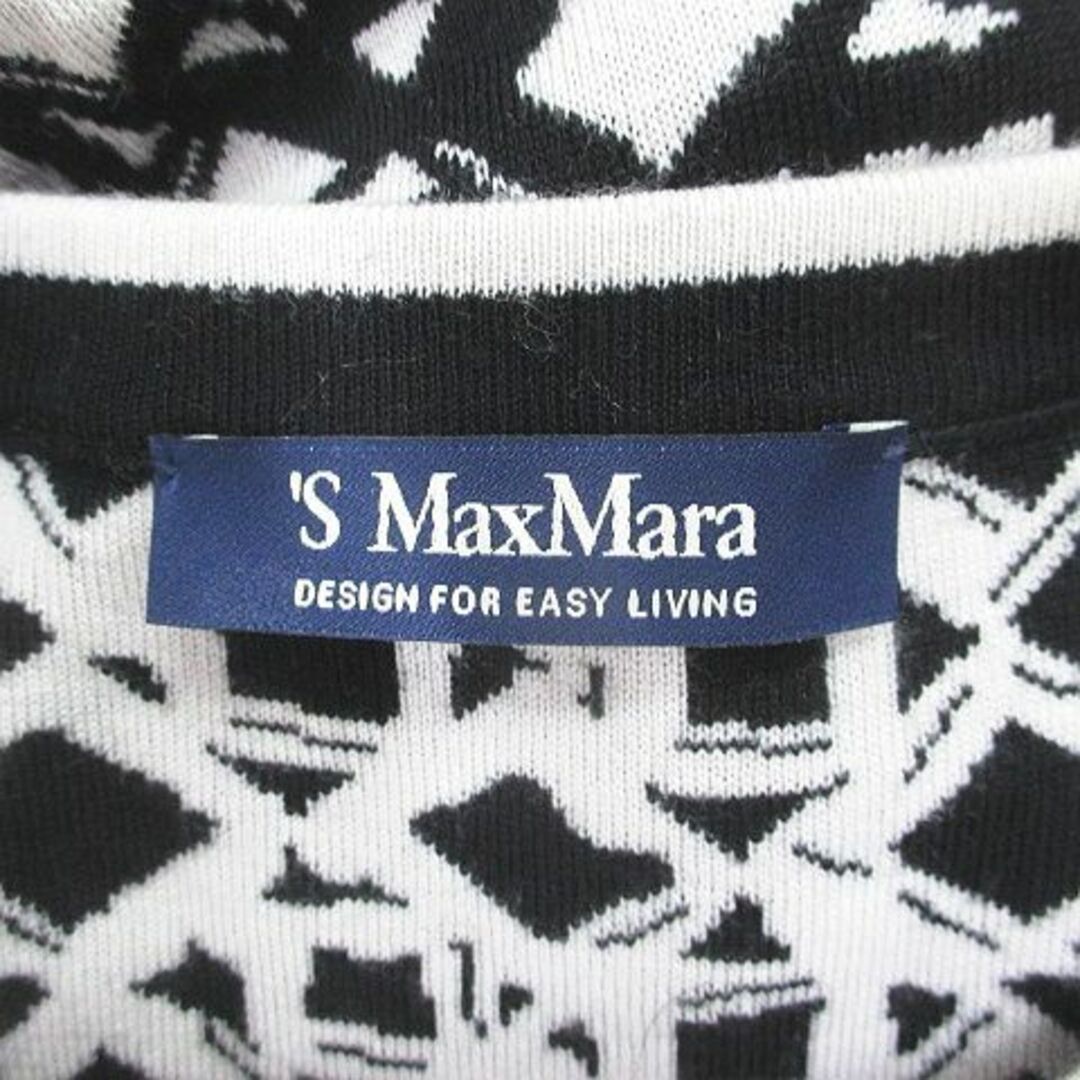 'S Max Mara 長袖 ニット セーター L 黒系 ブラック 総柄 毛 レディースのトップス(ニット/セーター)の商品写真