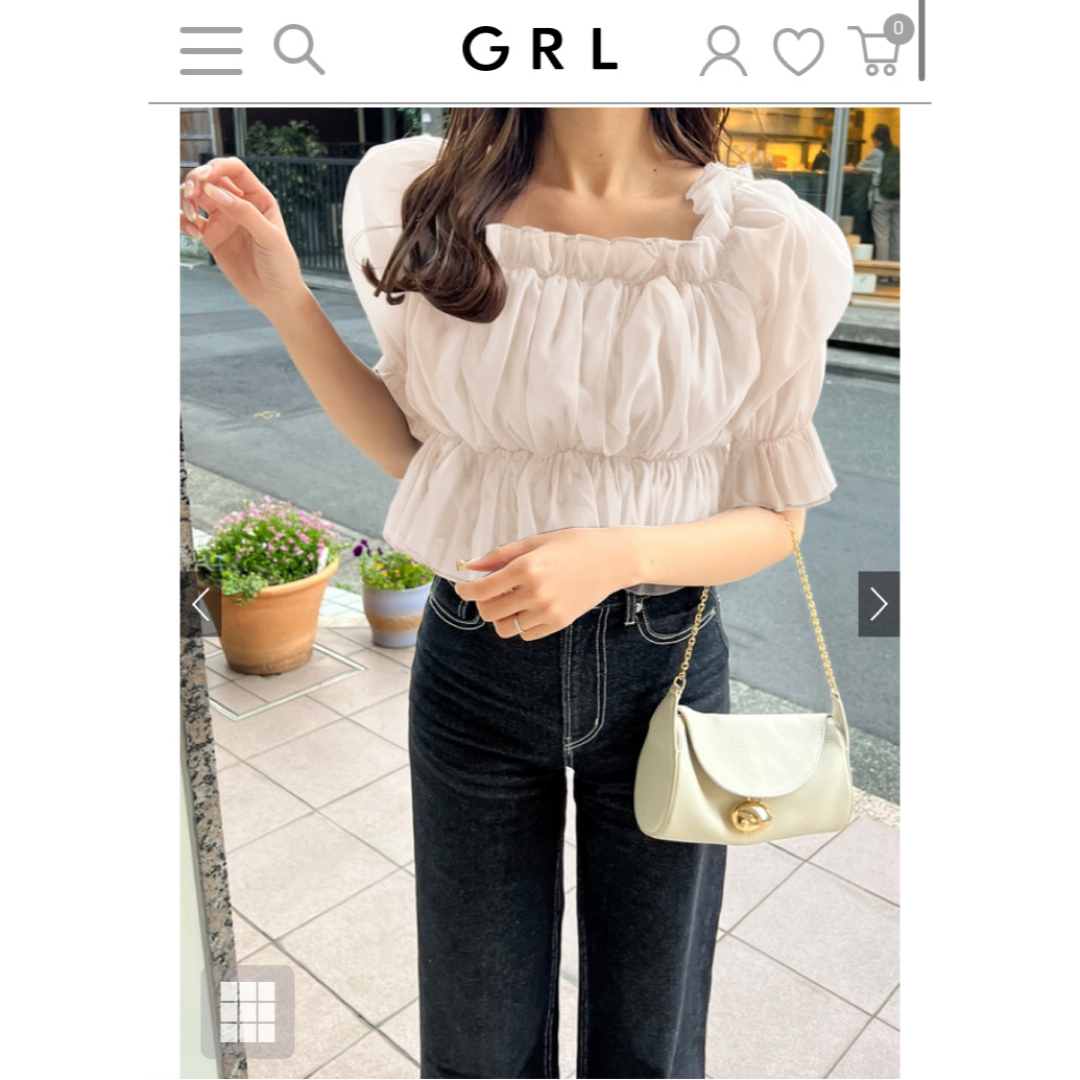 GRL(グレイル)のGRLシアーギャザーショート丈ブラウス レディースのトップス(シャツ/ブラウス(半袖/袖なし))の商品写真