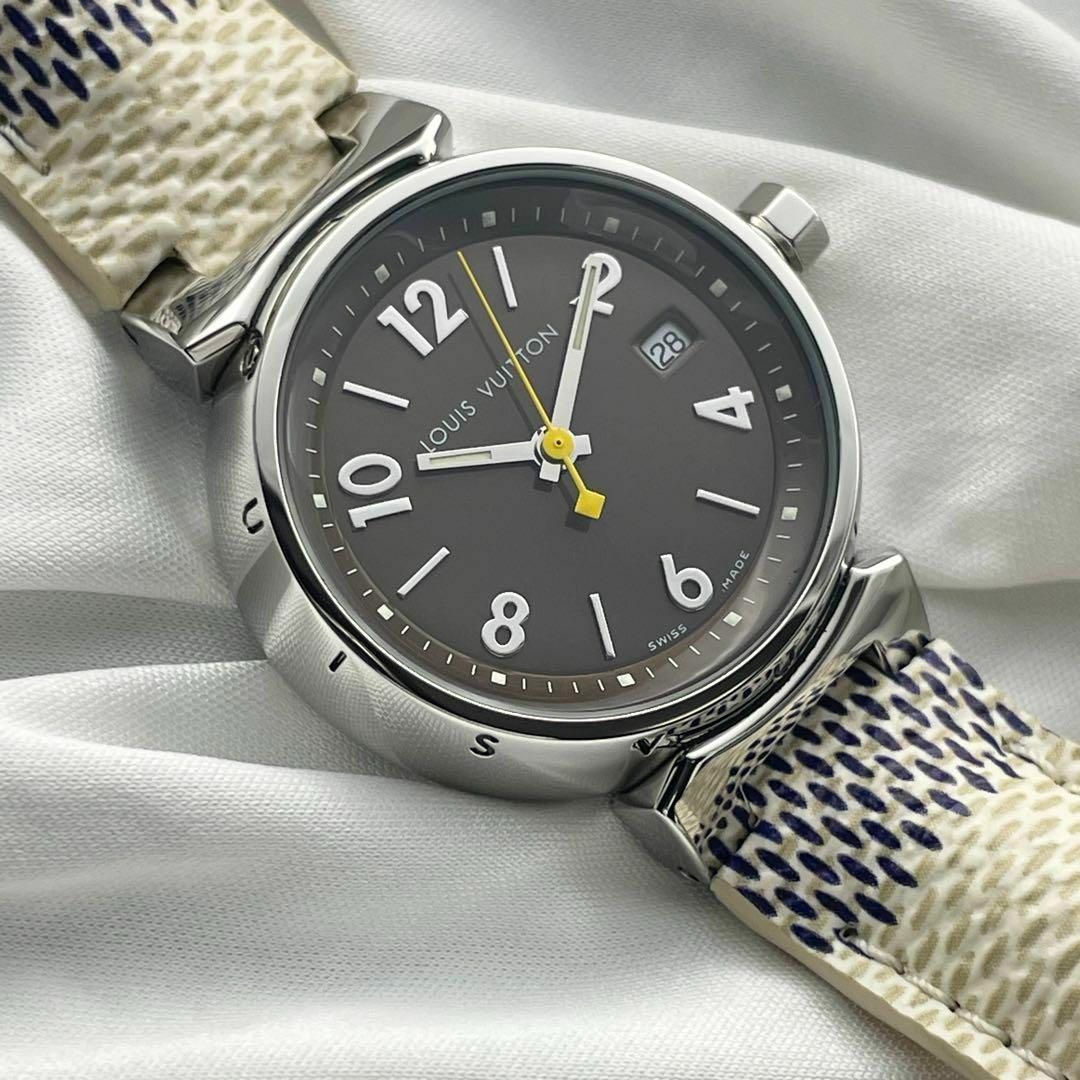 LOUIS VUITTON(ルイヴィトン)のT677 ルイヴィトン タンブール Q1211 ダミエストラップ クォーツ レディースのファッション小物(腕時計)の商品写真