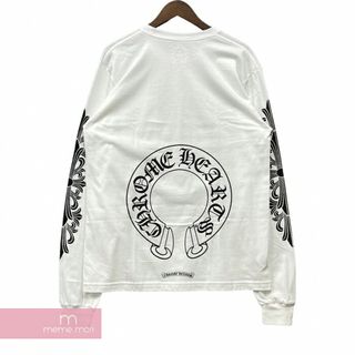 クロムハーツ(Chrome Hearts)のCHROME HEARTS Horseshoe L/S Tee クロムハーツ ホースシューロングスリーブTシャツ 長袖カットソー ロンT 袖フローラルプリント ホワイト サイズXL【240427】【新古品】【me04】(Tシャツ/カットソー(半袖/袖なし))