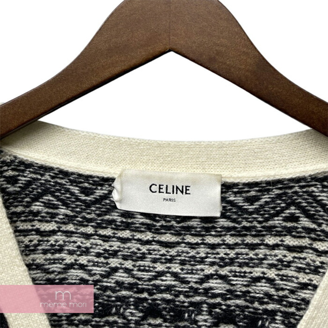 celine(セリーヌ)のCELINE 2021SS Jacquard Loose Cardigan in Wool 2A08L715M セリーヌ ウールジャガードルーズカーディガン ニット フェアアイル柄 The Dancing Kid Collection アイボリー×マルチカラー サイズXS 【240427】【中古-B】【me04】 メンズのトップス(カーディガン)の商品写真