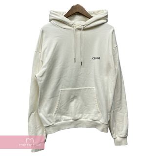 セリーヌ(celine)のCELINE 2023SS Cotton Freeze Loose Hoodie 2Y958670Q セリーヌ コットンフリース ルーズフーディー  プルオーバー パーカー ロゴプリント ホワイト サイズS【240427】【中古-A】【me04】(パーカー)