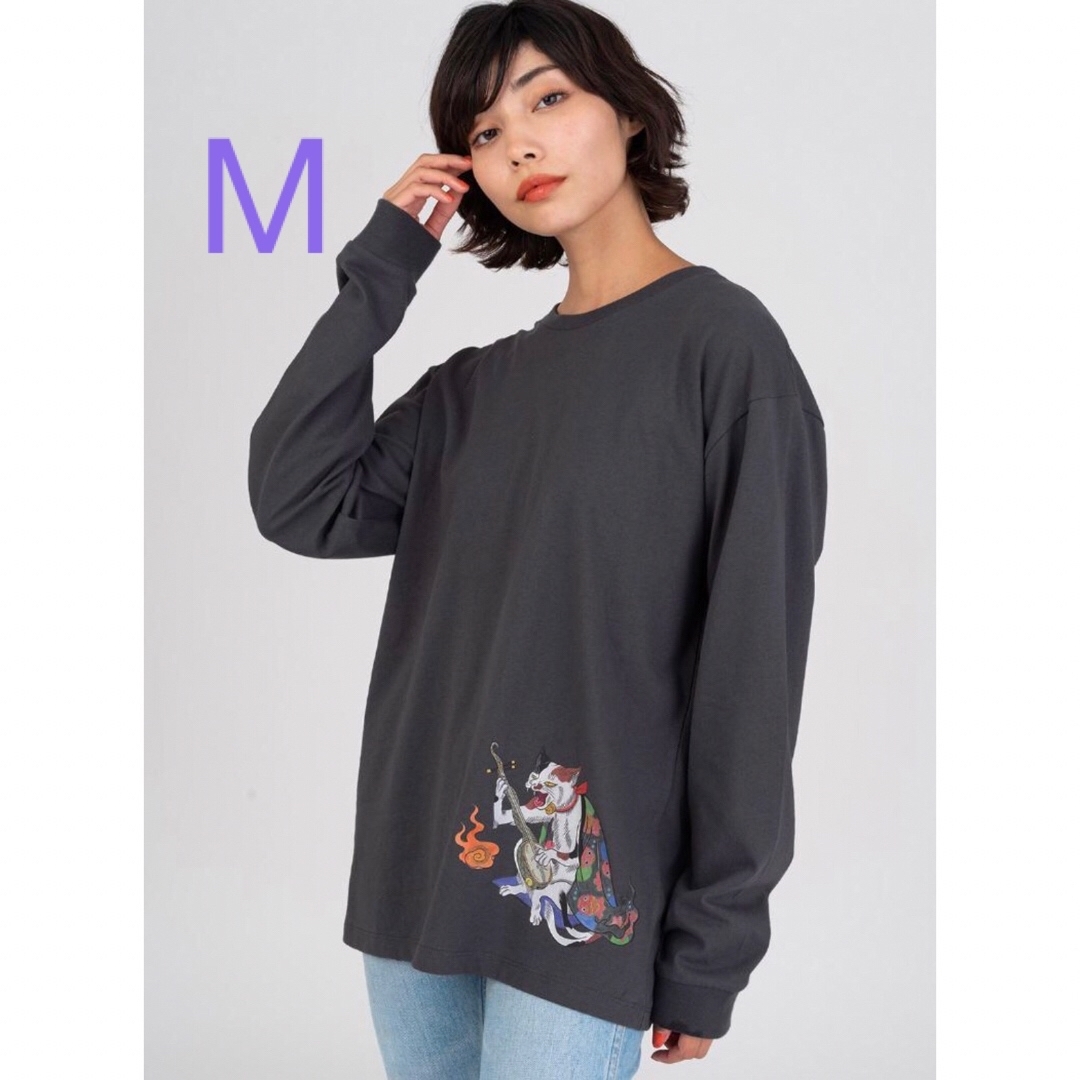 Design Tshirts Store graniph(グラニフ)のMサイズ　猫股　石黒亜矢子　コラボ長袖Tシャツ　グラニフ レディースのトップス(Tシャツ(長袖/七分))の商品写真