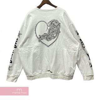 Chrome Hearts - CHROME HEARTS×Deadly Doll Crewneck Sweatshirt クロムハーツ×デッドリードール クルーネックスウェットシャツ トレーナー ロゴプリント マイアミ限定 袖プリント ハート ホワイト サイズS 【240427】【中古-A】【me04】