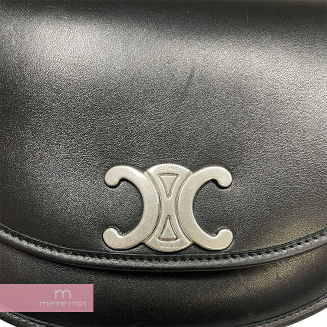 celine(セリーヌ)のCELINE MEDIUM BESACE TRIOMPHE IN SUPPLE NATURAL CALFSKIN セリーヌ ミディアム ブザス トリオンフ サプル ナチュラルカーフスキン 鞄 ブラック 【240427】【中古-A】【me04】 メンズのバッグ(ショルダーバッグ)の商品写真