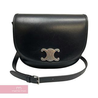 CELINE MEDIUM BESACE TRIOMPHE IN SUPPLE NATURAL CALFSKIN セリーヌ ミディアム ブザス トリオンフ サプル ナチュラルカーフスキン 鞄 ブラック 【240427】【中古-A】【me04】