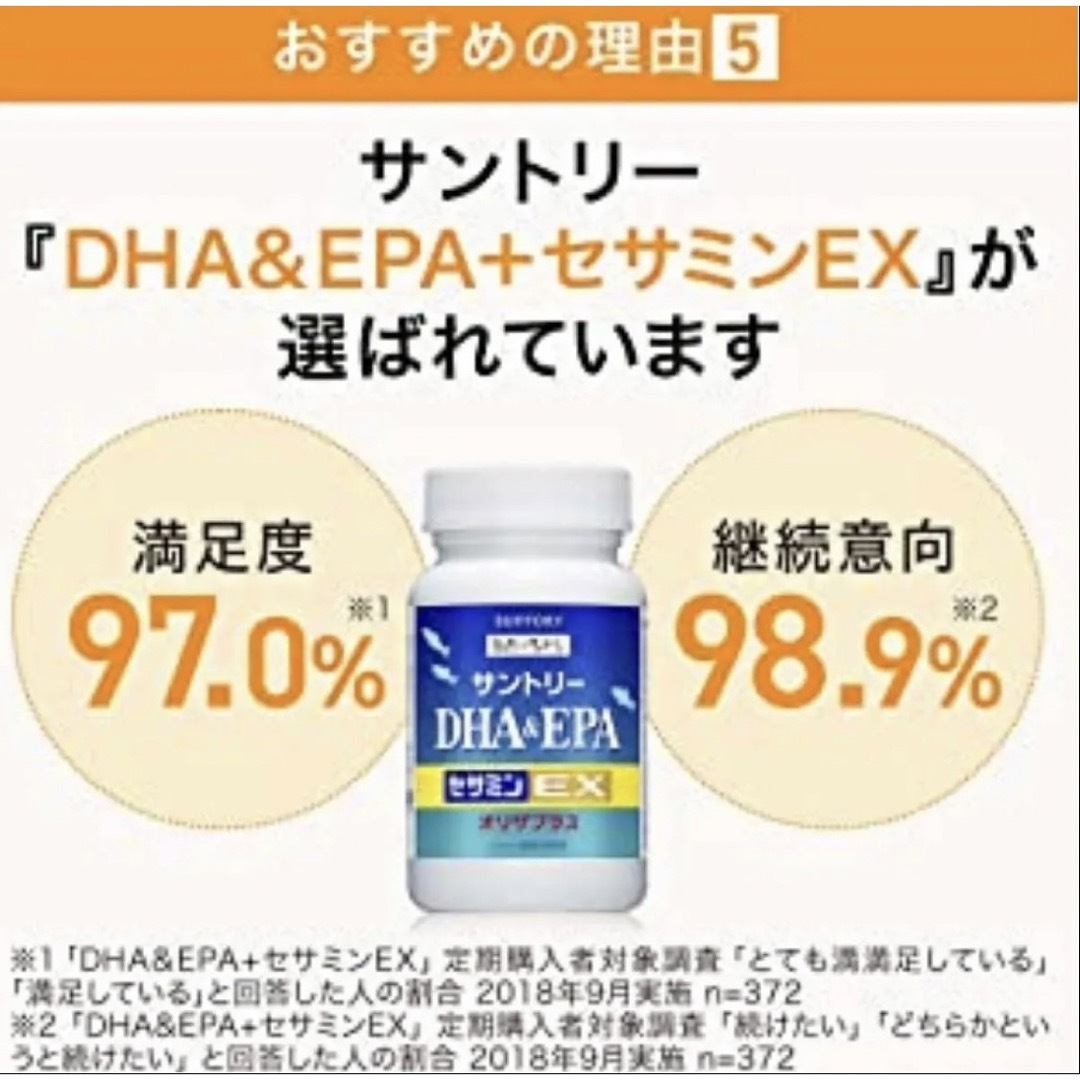 サントリー(サントリー)の★ラスト1点★DHA＋EPA セサミンEX　日本製　無添加　サントリー　サプリ 食品/飲料/酒の健康食品(その他)の商品写真