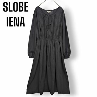 SLOBE IENA - 【美品】19SSスローブ イエナ レース ピンタック ワンピース ギャザー 黒