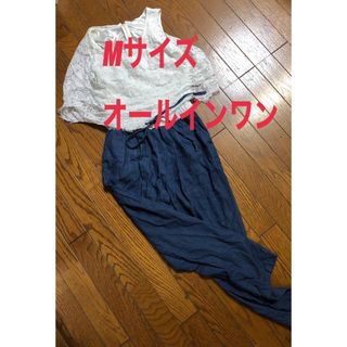 個性派　オールインワン　デニム風パンツ　ワンピース(オールインワン)