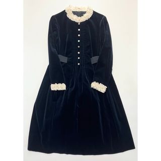 JaneMarple ジェーンマープル　別珍ワンピース　ドレス　NAVY