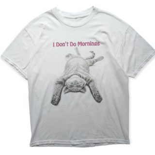 90s  I Don't Do Mornings 猫 Tシャツ ヴィンテージ